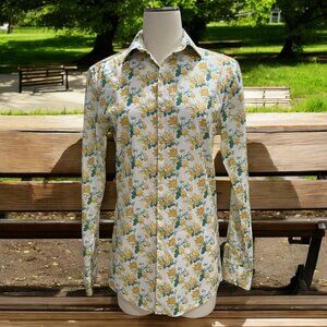 Bar‎ III Floral Button Up Shirt M Retro Feminine Cattagecore Boho Romantic